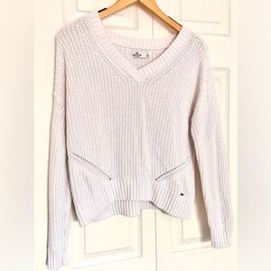 Hollister White V-Neck Sweater